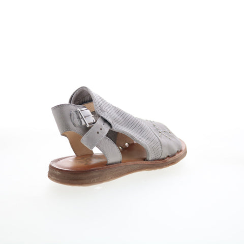 Miz Mooz Fifi Womens Gray Leather Hook & Loop Strap Sandals Shoes