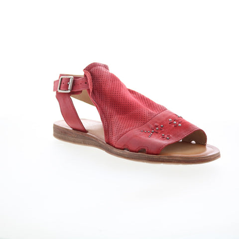 Miz Mooz Fifi Womens Red Leather Hook & Loop Strap Sandals Shoes
