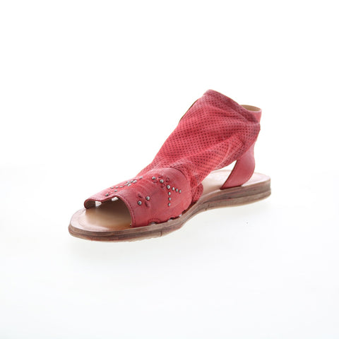 Miz Mooz Fifi Womens Red Leather Hook & Loop Strap Sandals Shoes