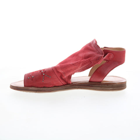 Miz Mooz Fifi Womens Red Leather Hook & Loop Strap Sandals Shoes