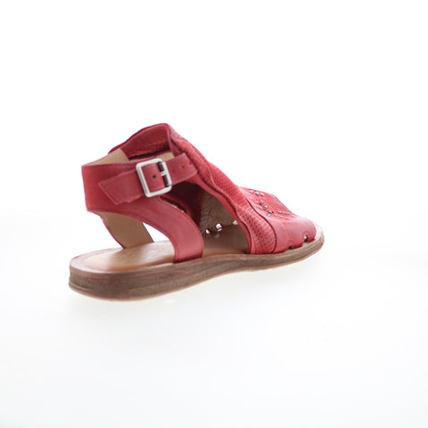 Miz Mooz Fifi Womens Red Leather Hook & Loop Strap Sandals Shoes