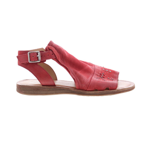 Miz Mooz Fifi Womens Red Leather Hook & Loop Strap Sandals Shoes