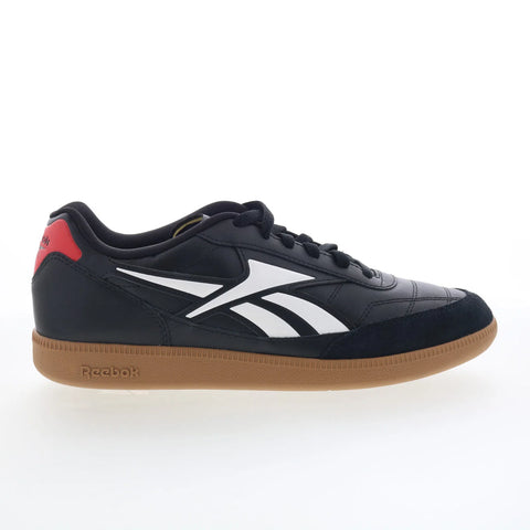 Reebok Finale Mens Black Leather Lace Up Lifestyle Sneakers Shoes