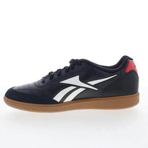 Reebok Finale Mens Black Leather Lace Up Lifestyle Sneakers Shoes