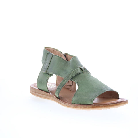 Miz Mooz Finnley Womens Green Leather Zipper Strap Sandals Shoes