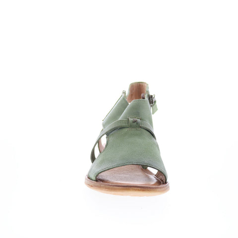 Miz Mooz Finnley Womens Green Leather Zipper Strap Sandals Shoes