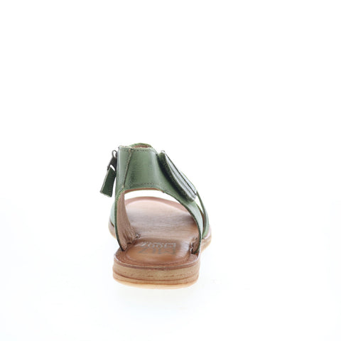 Miz Mooz Finnley Womens Green Leather Zipper Strap Sandals Shoes
