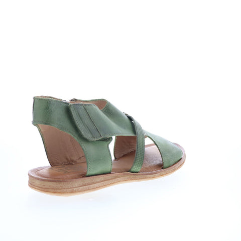 Miz Mooz Finnley Womens Green Leather Zipper Strap Sandals Shoes