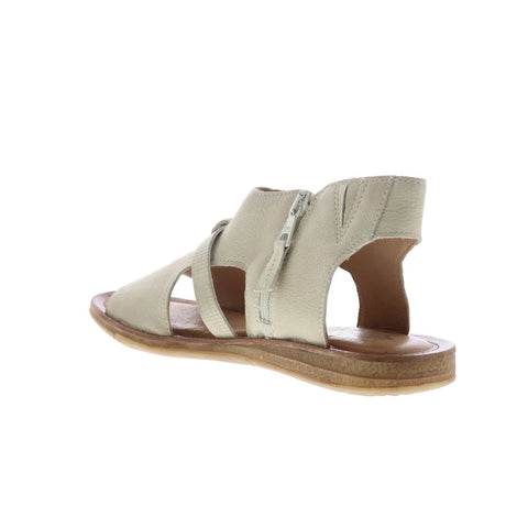 Miz Mooz Finnley Womens Beige Leather Zipper Strap Sandals Shoes