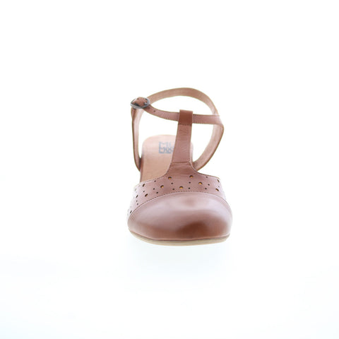 Miz Mooz Finola Womens Brown Leather Hook & Loop Heeled Sandals Shoes