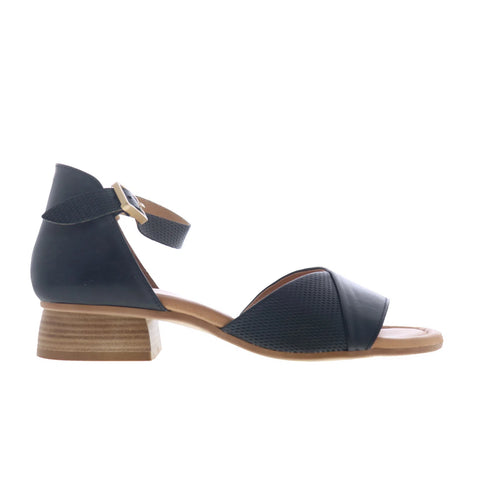 Miz Mooz Fionna Womens Black Leather Hook & Loop Heeled Sandals Shoes