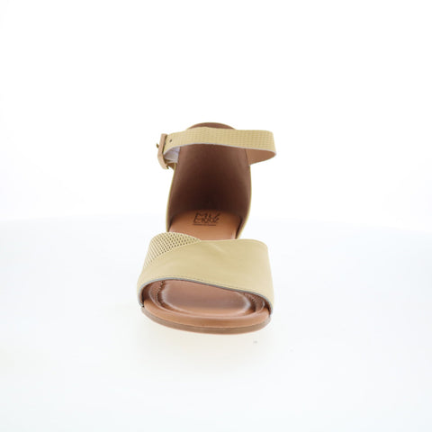 Miz Mooz Fionna Womens Yellow Leather Hook & Loop Heeled Sandals Shoes