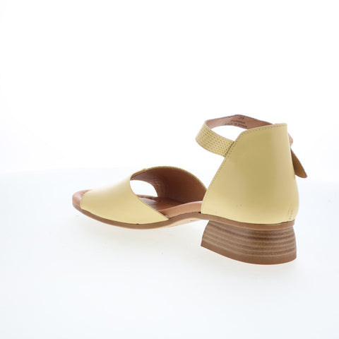 Miz Mooz Fionna Womens Yellow Leather Hook & Loop Heeled Sandals Shoes