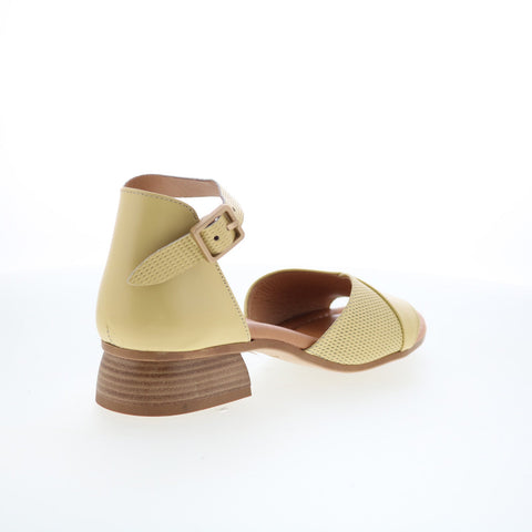 Miz Mooz Fionna Womens Yellow Leather Hook & Loop Heeled Sandals Shoes