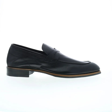 Di Bianco Firenze Gallizia Mens Black Leather Loafers & Slip Ons Penny Shoes