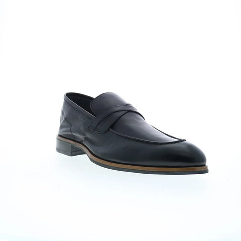 Di Bianco Firenze Gallizia Mens Black Leather Loafers & Slip Ons Penny Shoes