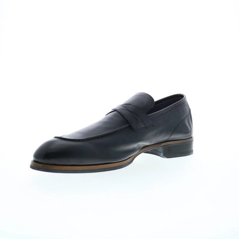 Di Bianco Firenze Gallizia Mens Black Leather Loafers & Slip Ons Penny Shoes