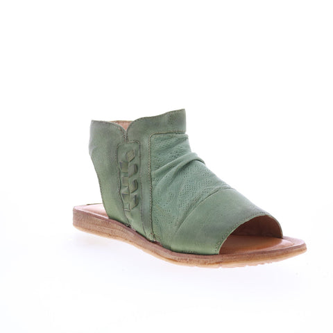Miz Mooz Flaire Womens Green Leather Zipper Strap Sandals Shoes