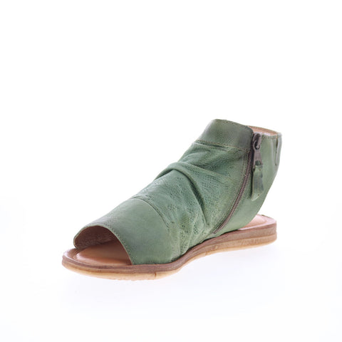 Miz Mooz Flaire Womens Green Leather Zipper Strap Sandals Shoes