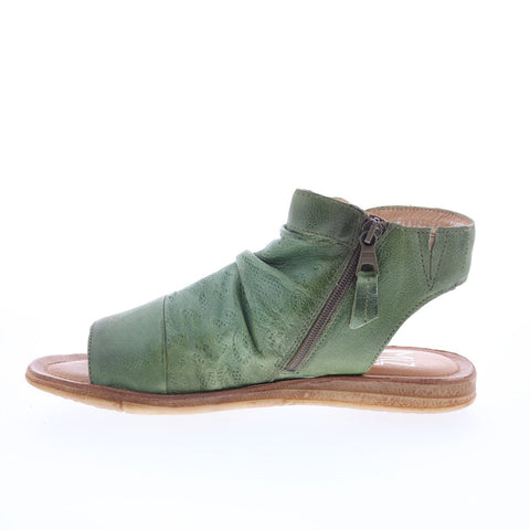 Miz Mooz Flaire Womens Green Leather Zipper Strap Sandals Shoes