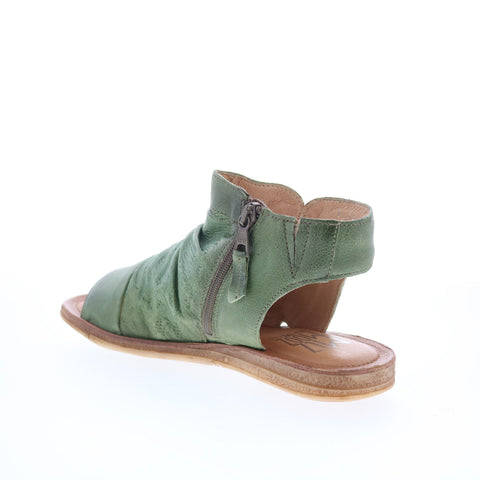 Miz Mooz Flaire Womens Green Leather Zipper Strap Sandals Shoes