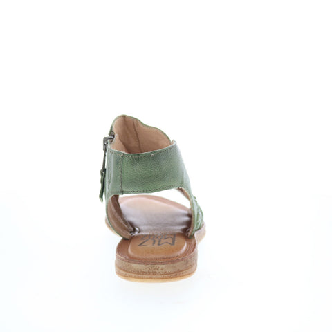 Miz Mooz Flaire Womens Green Leather Zipper Strap Sandals Shoes
