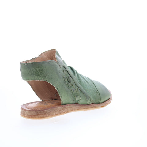 Miz Mooz Flaire Womens Green Leather Zipper Strap Sandals Shoes