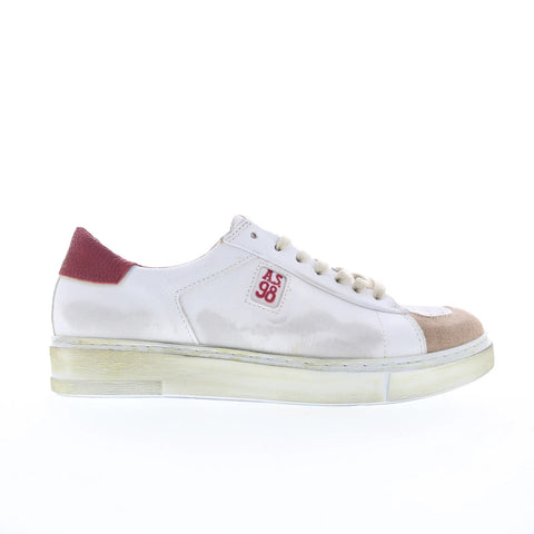 A.S. 98 Flanch Mens White Leather Lace Up Lifestyle Sneakers Shoes