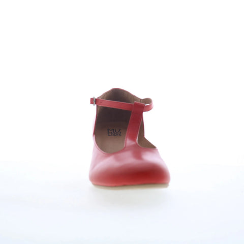 Miz Mooz Fleta Womens Red Leather Hook & Loop Strap Heels Shoes