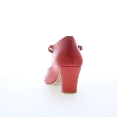 Miz Mooz Fleta Womens Red Leather Hook & Loop Strap Heels Shoes