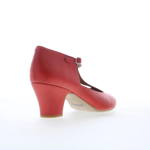 Miz Mooz Fleta Womens Red Leather Hook & Loop Strap Heels Shoes