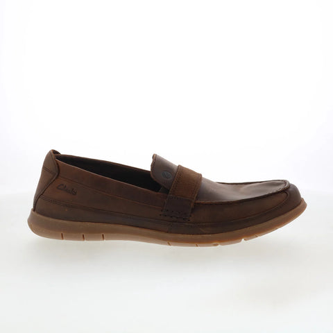 Clarks Flexway Band Mens Brown Wide Loafers & Slip Ons Casual Shoes