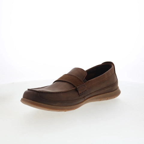 Clarks Flexway Band Mens Brown Wide Loafers & Slip Ons Casual Shoes