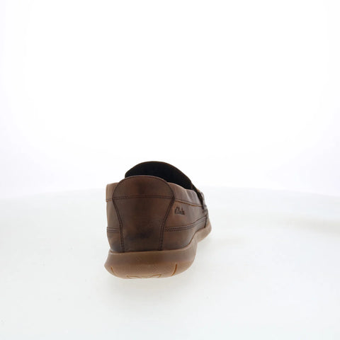 Clarks Flexway Band Mens Brown Wide Loafers & Slip Ons Casual Shoes
