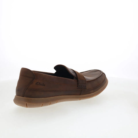 Clarks Flexway Band Mens Brown Wide Loafers & Slip Ons Casual Shoes