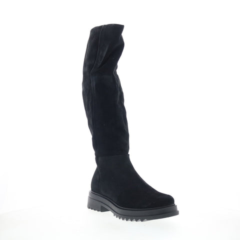 Miz Mooz Floris Womens Black Suede Zipper Knee High Boots