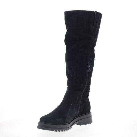 Miz Mooz Floris Womens Black Suede Zipper Knee High Boots