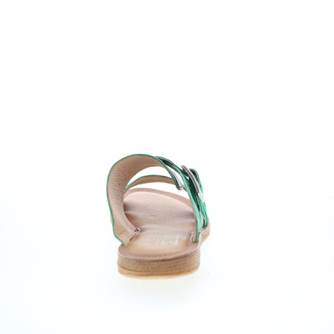 Miz Mooz Florra Womens Green Leather Hook & Loop Slides Sandals Shoes