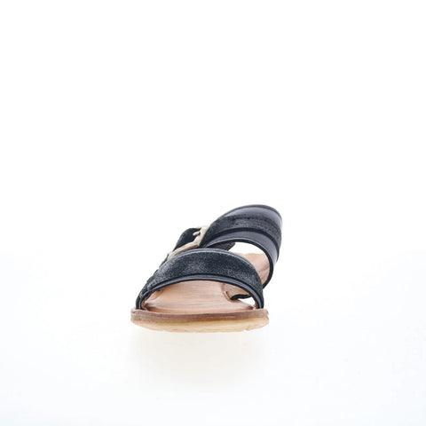 Miz Mooz Florra Womens Black Leather Slip On Slides Sandals Shoes