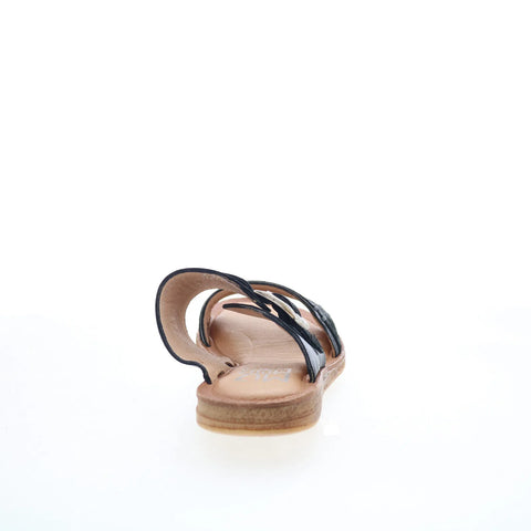 Miz Mooz Florra Womens Black Leather Slip On Slides Sandals Shoes
