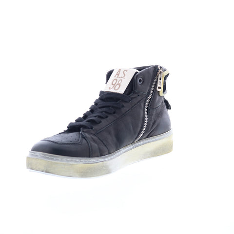 A.S. 98 Folie Mens Blue Leather Zipper Lifestyle Sneakers Shoes