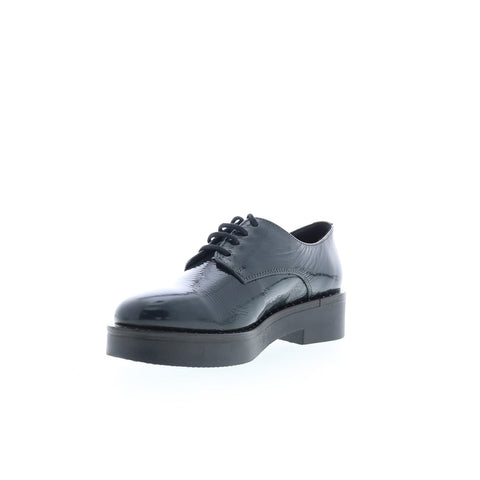 Bos. & Co. Fond Womens Black Leather Lace Up Oxfords Flats Shoes