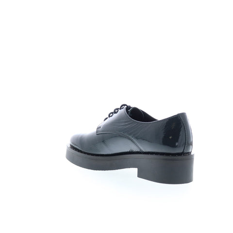 Bos. & Co. Fond Womens Black Leather Lace Up Oxfords Flats Shoes