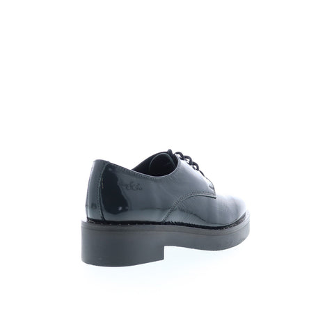 Bos. & Co. Fond Womens Black Leather Lace Up Oxfords Flats Shoes
