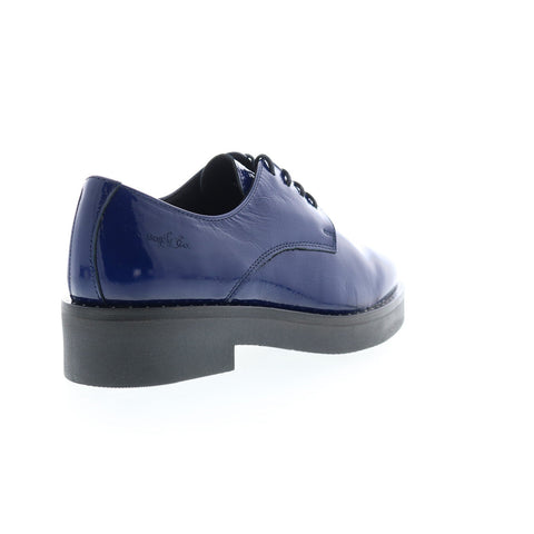 Bos. & Co. Fond Womens Blue Leather Lace Up Oxfords Flats Shoes