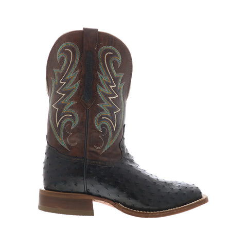 Tony Lama Foster Full Quill Ostrich Made In USA Mens Black Wide Western Boots