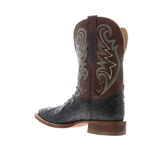 Tony Lama Foster Full Quill Ostrich Made In USA Mens Black Wide Western Boots