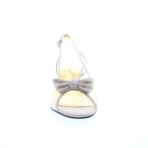 David Tate Foxy Womens Beige Canvas Hook & Loop Strap Heels Shoes