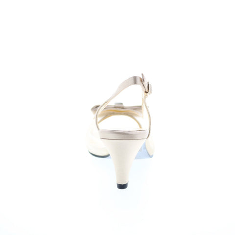 David Tate Foxy Womens Beige Extra Wide Canvas Hook & Loop Strap Heels Shoes