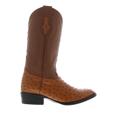 Ferrini Full Quill Ostrich R-Toe 1011102 Mens Brown Cowboy Western Boots